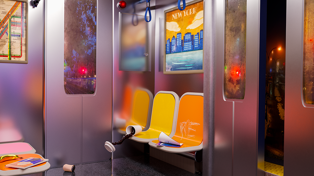 3D scene design of NYC train