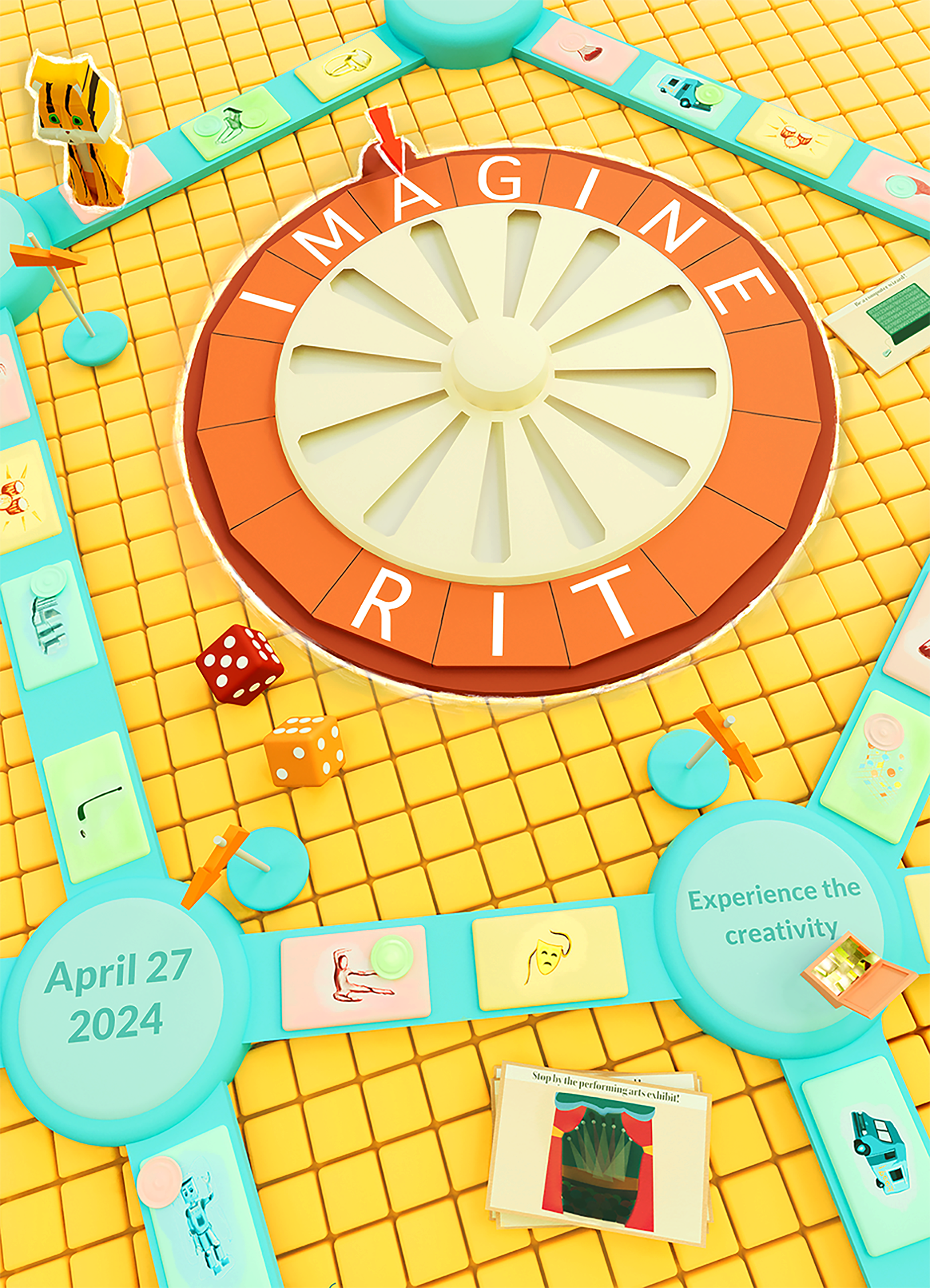 Imagine RIT poster of a gameboard